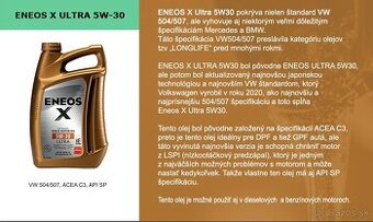 Motorový olej ENEOS X ULTRA 5W30 4L