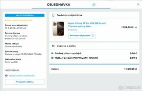 PRENECHÁM iPhone 16 Pro 256GB Púštny v NAY Centrál