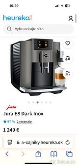 Kávovar Jura E8 Dark Inox Novy zabaleny este