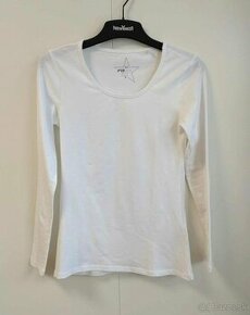 Dámske nové biele basic tričko s dlhým rukávom (FB Sister)