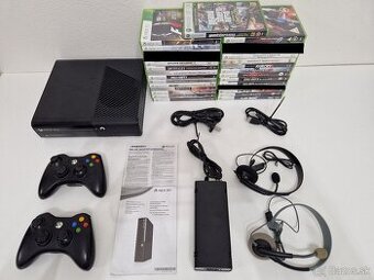 XBOX 360 E 500GB herná konzola + 2 ovládače + 25 hier