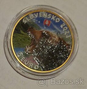 Kolorizovaná 5 Euro minca Medveď Hnedý