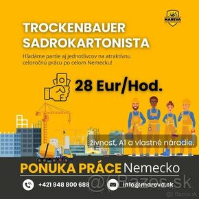 Sadrokartonista  Práca v Nemecku 28 eur/HOD