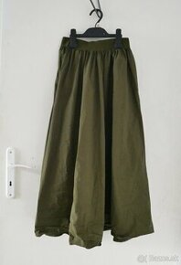 Khaki balónová maxi nylonová sukňa