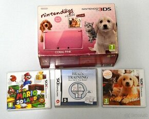 Nintendo 3DS, Coral Pink + 3 hry - 1