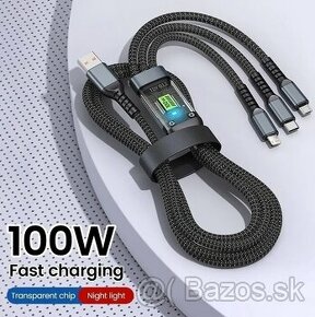 3v1 6A 100W supernabíjací kábel Micro USB Type-C iPhone Appl