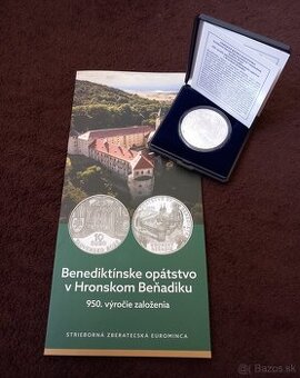 Predám pamätnú mincu 10 euro Benediktínske Opátstvo proof