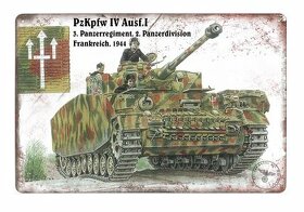 plechová cedule - PzKpfw IV Ausf.I, Frankreich 1944 - 1