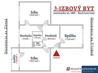 3-izb. byt, Jenisejská ul., 71 m2, Lodžia, Pôvodný stav