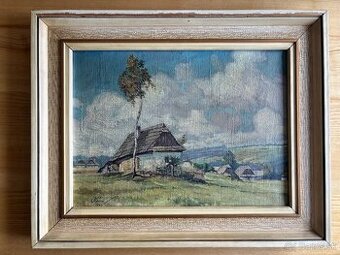 Obraz Olšina, Valašská chaloupka 1944, olej na plátně 50x40