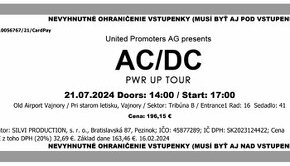 Predám 2 vstupenky na koncert AC/DC BA na sedenie