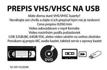 Digitalizácia VHS/VHSC/MC na USB kľúč