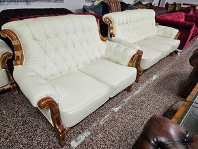 CHESTERFIELD SEDAČKA,ŠTÝLOVA S DREVOM 3+2+1