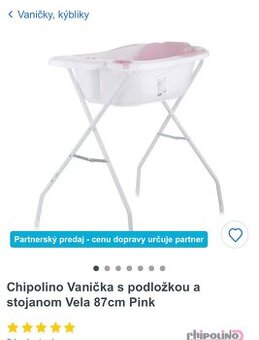 CHIPOLINO Vaňa s podložkou a stojanom Vela 87 cm ružová