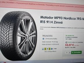 Matador MP93 Nordicca 195/65 R15 91 H Zimné