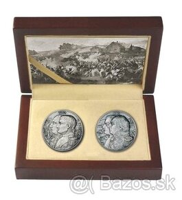 Starožitné stříbrné mince Napoleon a Kutuzov 2x2 oz, 2012