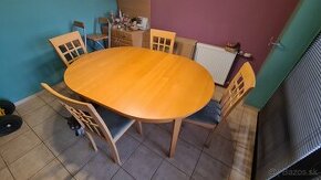Rozkladací jedálenský stôl so stoličkami - 1