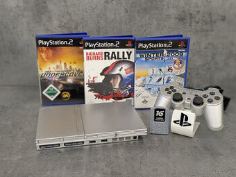 Playstation 2 Slim, ovládač, 3 hry Need for Speed, Rally...