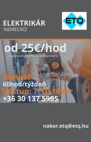 Súrne hľadáme dvoch Elektrikárov S nástupom  7. Októba - 1