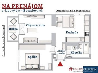 NA PRENÁJOM_2-izb. byt, Bocatiova, 50 m2, balkón, zariadený