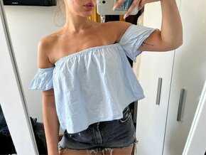 bledo modry top/bluzka off shoulder