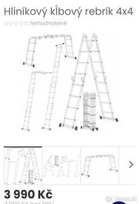 Predám multifunkčný hliníkový kĺbový rebrík 4x4,používaný ne