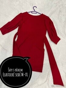 nové červené šaty s opaskom - 1
