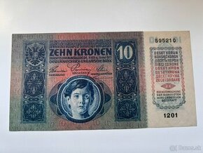 Bankovky Rakúsko Uhorsko 10 Kronen 1915 1+