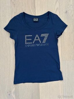 EA7 emporio armani tričko XS modré s kamienkami