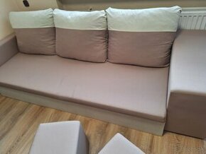 Rozhladacia sedačka - pohovka + 2 taburety - 1