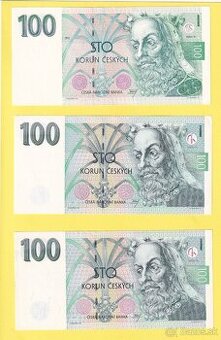 Bankovky 100 Kč série A,C,D 1993, 1997 - 1