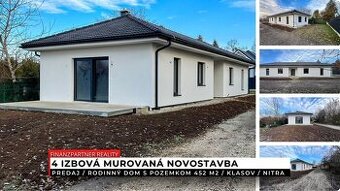 Novostavba, rodinný dom, pozemok 452 m2, Klasov, Nitra