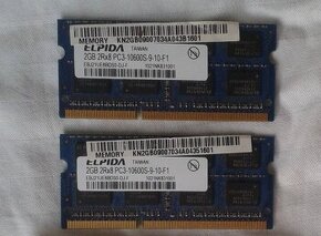 Predam pamať do notebooku. 2x2GB DDR3 - 1333(667Mhz)