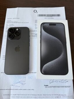 iPhone 15 pro 256gb black titanium, záruka 10/2025