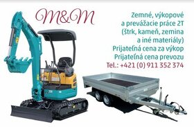 Zemné a výkopove práce minibagrom 1.6t, prevazacie prace