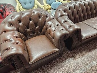 CHESTERFIELD ŠTÝL,KOŽENÁ 3+2+1