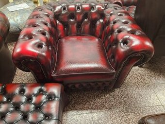 Chesterfield štýl bordovo-čierna 3+1,