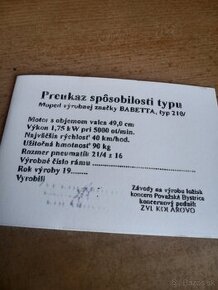 Kartička babetta typ:210,207.