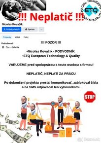 POZOR NEPLATIČ ETQ NEMECKO ZAHRANIČIE elektrikár