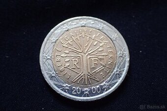 2€ EUR rok: 2000, Francúzsko , Rare, Chyba razby. - 1