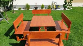 drevené záhradné sedenie - set so stolom