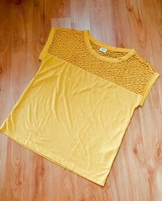 NOVÉ značkové tričko L/XL žlté s čipkou