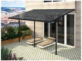 Hliníková pergola 5,5x3m a 6x3m - šedá a priehľadná - 1