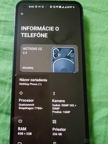 Predám Nothing Phone 1 5G 8GB/256GB v dobrom stave dáke znám