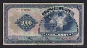 Stará československá bankovka 1000 Kčs 1932