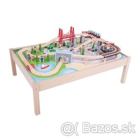 Drevená vláčkodráha City so stolom Bigjigs Rail