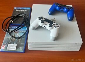 PS4 PRO 1TB White Edition + ps hry + joysticky - 1