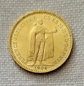 Zlatá uhorská 20 koruna FJI, 1906 kb, lepší ročník