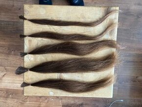 Panenské hnedé ľudské rovné vlasy, 45 cm, 50 g - 1