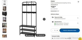 Vešiak, polica lavička čierna IKEA